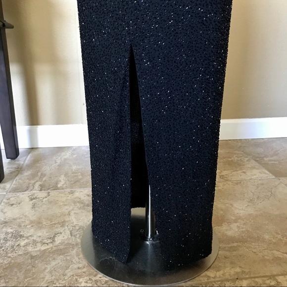 Black Sequence Spag Strap Evening Gown by Jump - Picture 7 of 8